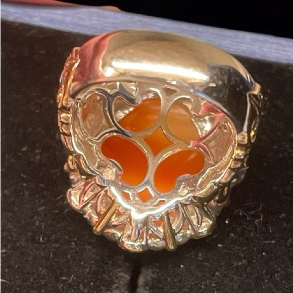 Authentic Carved Shell Cameo Ring Set in Sterling & 18kt Vermeil  NWB   size 5 - Picture 9 of 14